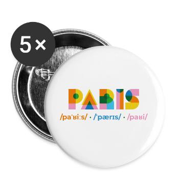 Geometrisches Paris Farbspiel - Buttons groß 56 mm (5er Pack) - Weiß - Vorne