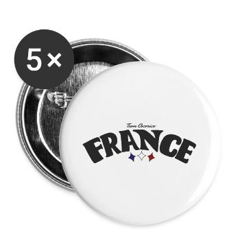 France Tricolore Team Cocorico - Lot de 5 grands badges (56 mm) - blanc - Devant