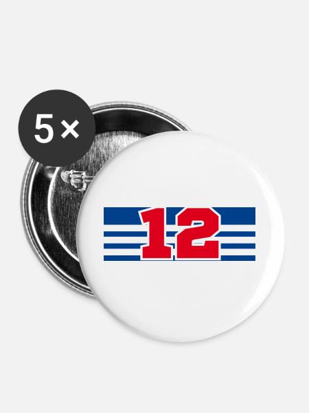 Nummer 12 Frankreich - Buttons groß 56 mm (5er Pack) - Weiß