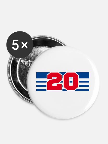 Nummer 20 Frankreich - Buttons groß 56 mm (5er Pack) - Weiß