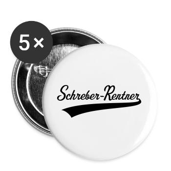 Schreber-Rentner (Rentner / Schrebergärtner / B) - Buttons groß 56 mm (5er Pack) - Weiß - Vorne