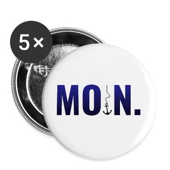 BONJOUR. avec ancre et point - Lot de 5 grands badges (56 mm) - blanc - Devant
