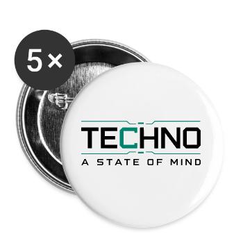 Techno - A State of Mind - Buttons large 2.2''/56 mm (5-pack) - white - Front