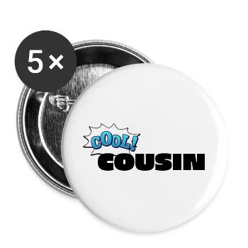 Lettrage de cousin cool pour le cousin cool - Lot de 5 grands badges (56 mm) - blanc - Devant