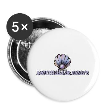 Sirène au cœur Emblème de la Coquille - Lot de 5 grands badges (56 mm) - blanc - Devant