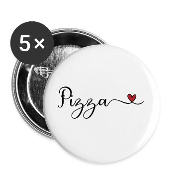 Pizza Heart - Buttons groß 56 mm (5er Pack) - Weiß - Vorne