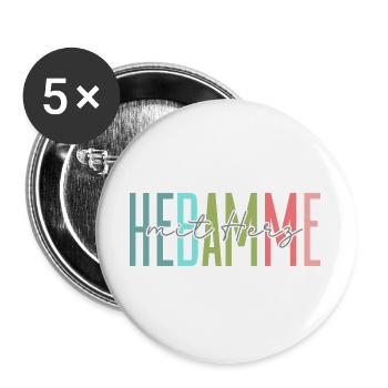 Midwife with heart design - Buttons large 2.2''/56 mm (5-pack) - white - Front
