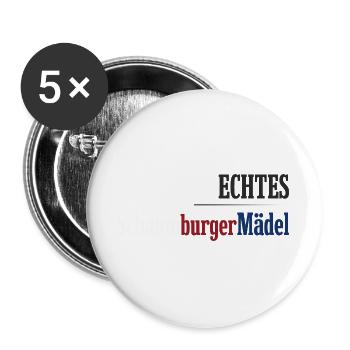 Echtes Schaumburger Mädel Niedersachsen - Buttons groß 56 mm (5er Pack) - Weiß - Vorne