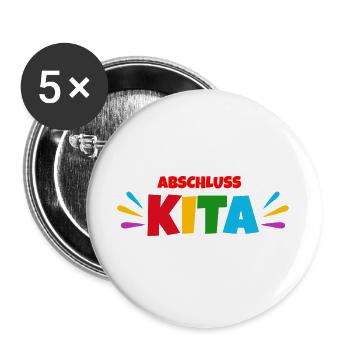 Abschluss kita - Buttons groß 56 mm (5er Pack) - Weiß - Vorne