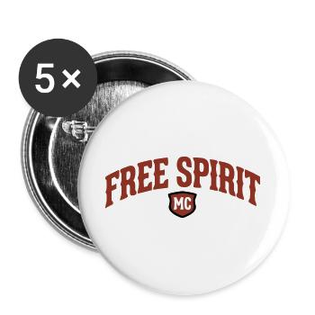 Free Spirit MC Schriftzug - Buttons groß 56 mm (5er Pack) - Weiß - Vorne
