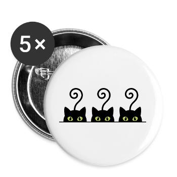 Neonaugen-Reihe auf Schwarz - Buttons groß 56 mm (5er Pack) - Weiß - Vorne