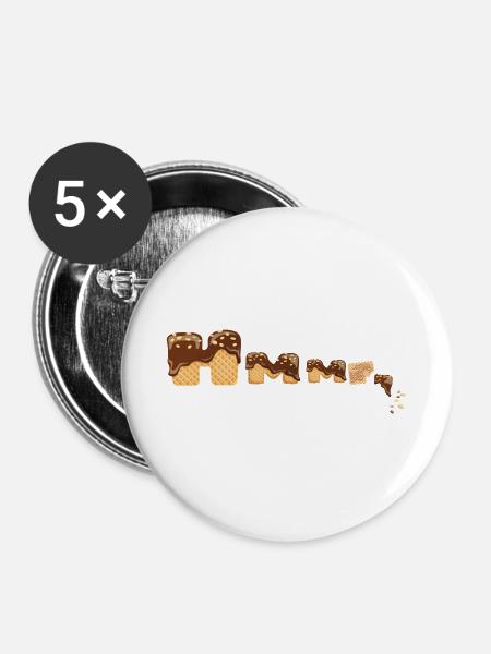 Schoko Waffel lecker - Buttons groß 56 mm (5er Pack) - Weiß