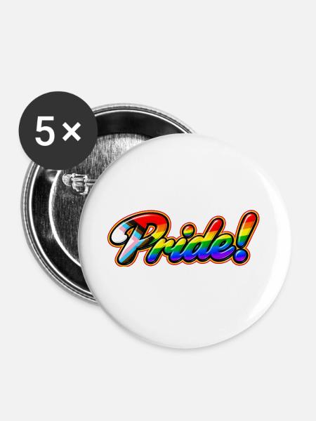 Pride-Progress - Buttons groß 56 mm (5er Pack) - Weiß