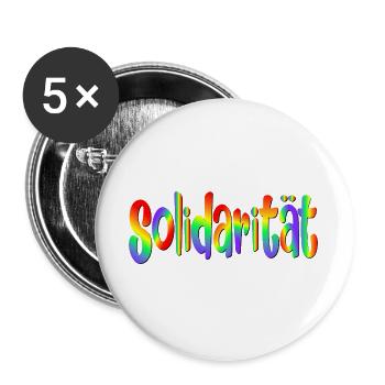 Demokratie Regenbogen Solidarität - Buttons groß 56 mm (5er Pack) - Weiß - Vorne