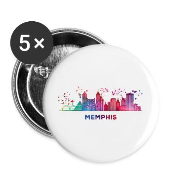 Memphean Skyline Memphis - Buttons groß 56 mm (5er Pack) - Weiß - Vorne