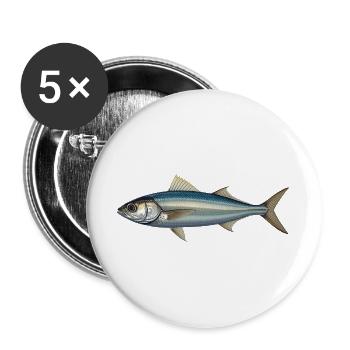 Azure Silver Fish Illustration - Buttons groß 56 mm (5er Pack) - Weiß - Vorne