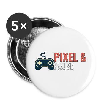 Pixel & Pause. - Buttons groß 56 mm (5er Pack) - Weiß - Vorne