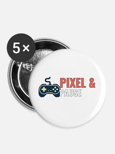 Pixel & Pause. - Buttons groß 56 mm (5er Pack) - Weiß