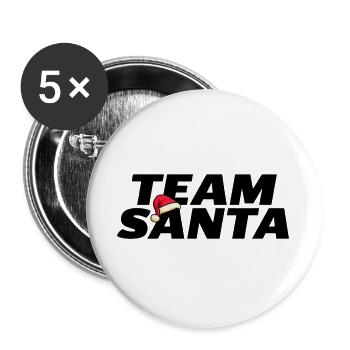 Team Santa Logo mit Weihnachtsmütze - Buttons groß 56 mm (5er Pack) - Weiß - Vorne