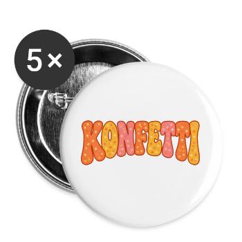 Konfetti Retro 70er Jahre Karneval Fasching Shirt - Buttons groß 56 mm (5er Pack) - Weiß - Vorne