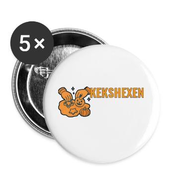 Kekshexen. – Humorvolle Halloween-Keks Motiv. - Buttons groß 56 mm (5er Pack) - Weiß - Vorne