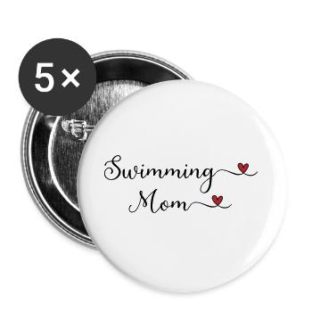 Schwimmende Mutter-Typografie mit Herz - Buttons groß 56 mm (5er Pack) - Weiß - Vorne