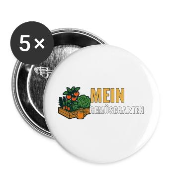 Gemüsegarten Geschenk für Gartenfreunde. - Buttons groß 56 mm (5er Pack) - Weiß - Vorne