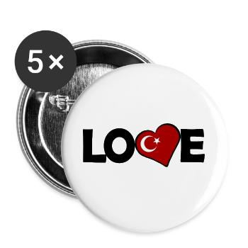 Herz mit Mondsichel und Stern Türkei - Buttons groß 56 mm (5er Pack) - Weiß - Vorne