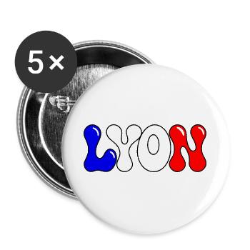 Lyon Bunte Blöcke Frankreich - Buttons groß 56 mm (5er Pack) - Weiß - Vorne