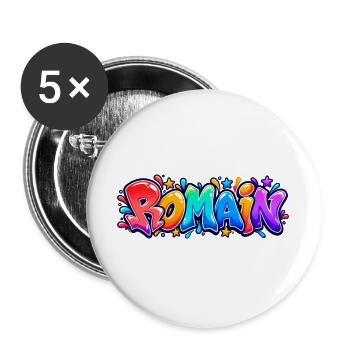 ROMAIN im Graffiti: das Geschenk, das ihn einklebt - Buttons groß 56 mm (5er Pack) - Weiß - Vorne