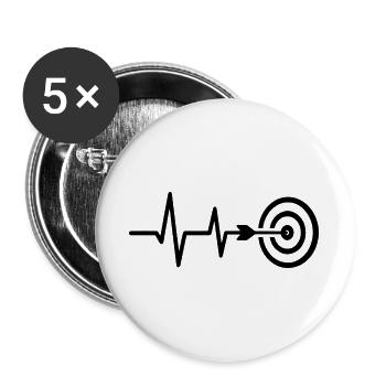 Dartspieler Herzlinie Pfeil ins Ziel Leidenschaft - Buttons groß 56 mm (5er Pack) - Weiß - Vorne