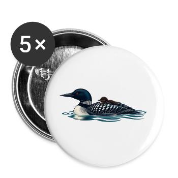 Gemeiner Lote trägt ein Küken auf ruhigem Wasser - Buttons groß 56 mm (5er Pack) - Weiß - Vorne