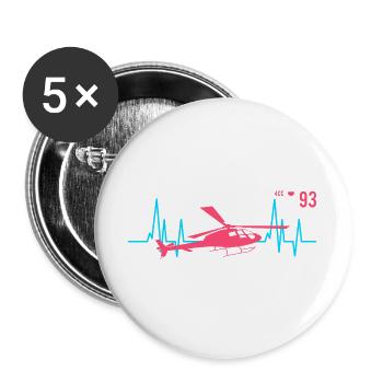 Hubschrauber Herzschlag Ekg Pilot - Buttons groß 56 mm (5er Pack) - Weiß - Vorne