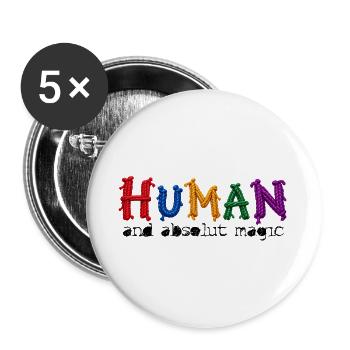 HUMAN – and absolut magic - Buttons groß 56 mm (5er Pack) - Weiß - Vorne