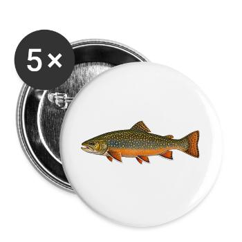 Bachforelle in Herbstfarben - Buttons groß 56 mm (5er Pack) - Weiß - Vorne