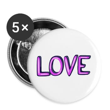 Neon-Liebe Design - Buttons groß 56 mm (5er Pack) - Weiß - Vorne