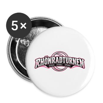Rhönradturnen Neon Logo - Buttons groß 56 mm (5er Pack) - Weiß - Vorne