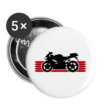 Motorrad fahren Motorradfahrer Motorradfahrerin - Buttons groß 56 mm (5er Pack) - Weiß - Vorne