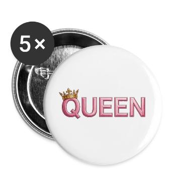 Pink Crown Queen Typografie - Buttons groß 56 mm (5er Pack) - Weiß - Vorne