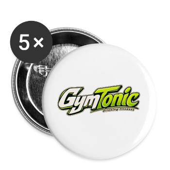 GymTonic – Trinkfitness - Buttons groß 56 mm (5er Pack) - Weiß - Vorne