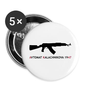 AK-47 - Lot de 5 grands badges (56 mm) - blanc - Devant