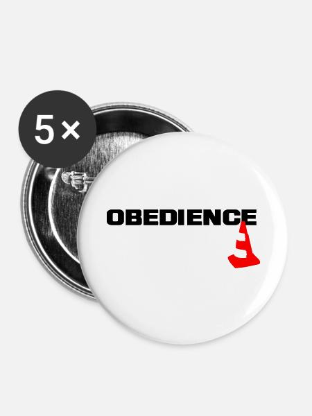 Obedience mit Pylone - Buttons groß 56 mm (5er Pack) - Weiß