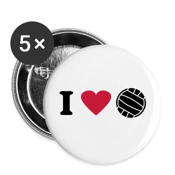 I love volleyball - Buttons large 2.2''/56 mm (5-pack) - white - Front