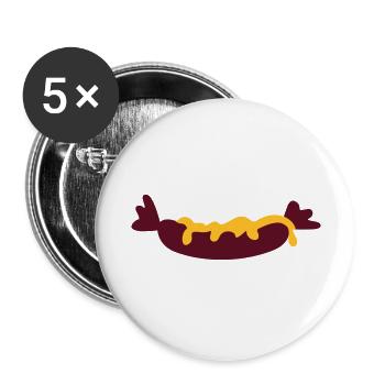 Wurst mit Senf / sausage with mustard (2c) - Buttons large 2.2''/56 mm (5-pack) - white - Front
