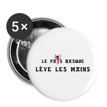 Le pays basque lève les mains - horizontal - Lot de 5 grands badges (56 mm) - blanc - Devant