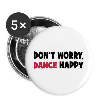 tanzen - Buttons groß 56 mm (5er Pack) - Weiß - Vorne
