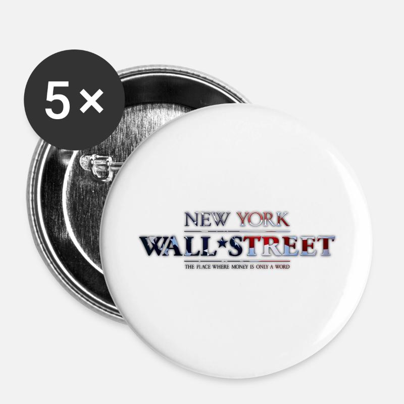 New York Wall Street - Buttons large 2.2''/56 mm (5-pack) - white