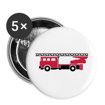 Feuerwehrauto (fire engine) - Buttons groß 56 mm (5er Pack) - Weiß - Vorne