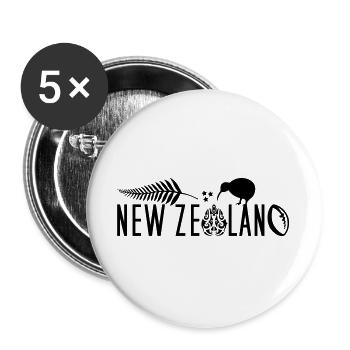 Neuseeland Kiwi Segeln Rugby Maori - Buttons groß 56 mm (5er Pack) - Weiß - Vorne