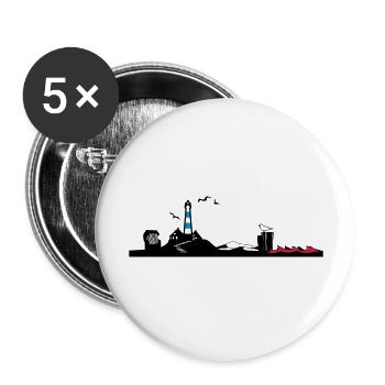 Nordsee Silhouette - Buttons groß 56 mm (5er Pack) - Weiß - Vorne
